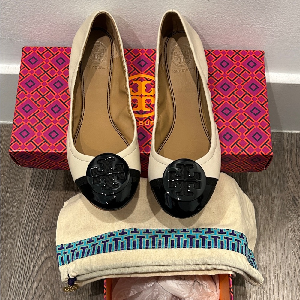 EUC Tory Burch Mini Cap Toe Ballet Sz 6